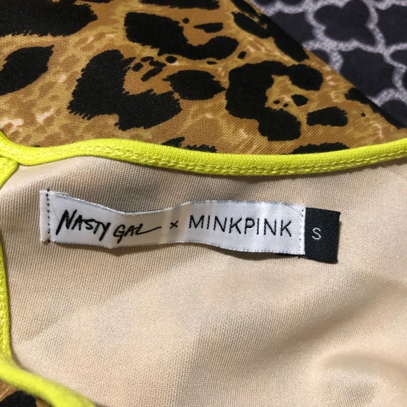 Nasty Gal X MINKPINK Women Lime Green Casual Dress Sz Small Leopard Cheetah - Picture 10 of 10